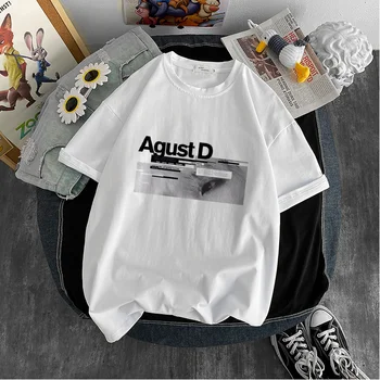 Noua versiunea coreeană de KPOP Agust D imprimate T-shirt D-2 album Femeie Vară 2022 Desene animate T-Shirt graphic Tricou Ullzang Topuri