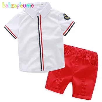 2 BUC/2-6 ani/Vara Baieti Seturi de Îmbrăcăminte Copilul Costume Casual Maneca Scurta Alb tricou+pantaloni Scurți Roșii Copii Haine BC1065