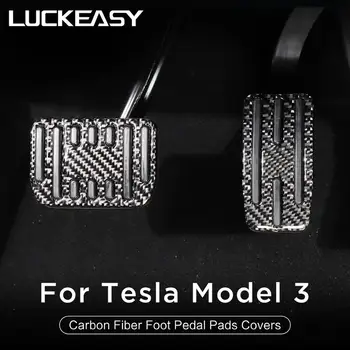 Fibra de Carbon Pedala de Picior Pentru Tesla Model 3 Y Accelerator de Gaze de Combustibil Pedalei de Frână Restul Pedala de Tampoane Rogojini Acoperi model3 2022 Accesorii