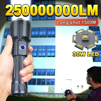 5000000LM Reincarcare cu Lanterna USB de Mare Putere cu LED-uri Lanterne 5000mAh Puternic Lanterna Zoom Tactice Felinar Camping Lampă de Mână