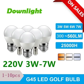 1-10BUC LED bec sferic G45 3W 5W 7W E14 6W E27 B22 AC220V 3000K 4000K 6000k Lampa Pentru Decor Acasă