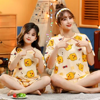 Fetita Seturi de Pijama de Vara Pijama Copii cu Maneci Scurte Pijama de Sus Gâfâi 2 buc pentru Copii Pijamale Duck Desene animate Coreea de Copii Seară