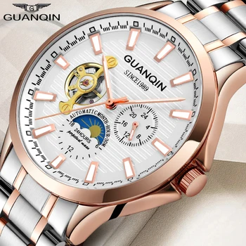 GUANQIN Tourbillon mecanice ceasuri barbati brand de top rezistent la apa ceasul oameni de afaceri automată ceas analogic relogios masculino