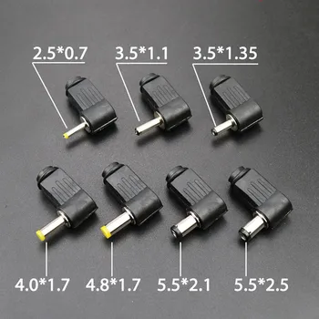 5PCS 5.5x2.5 5.5x2.1 4.8x1.7 4.0x1.7 3.5x1.35 3.5x1.1 2.5x0.7mm Masculin DC Conector Unghi 90 L în Formă de Dopuri