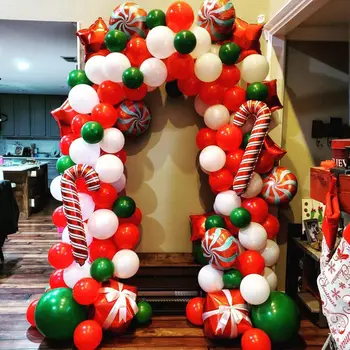 De crăciun, Baloane Arcada Ghirlanda Kit Rosu Verde Latex Confetti Baloane Balon Bandă de Crăciun Acasă House Party Decor