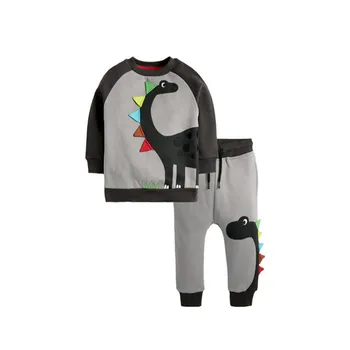  Sărituri De Metri Băieți Fete De Îmbrăcăminte Seturi De Dinozauri Broderie De Imprimare Fierbinte De Vânzare 2 Buc Costume Copii Costume Copii Seturi