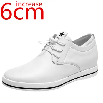 Adidași de culoare albă Respirabil Piele Pantofi Barbati 6cm Înălțime Creșterea Pantofi pentru Bărbați de zi cu Zi de Afaceri, petrecere a timpului Liber Invizibil Sporind Pantofi