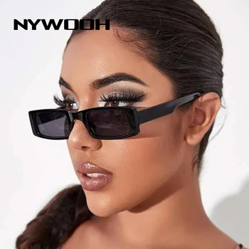 NYWOOH Epocă Mici ochelari de Soare Femei Barbati Retro Dreptunghi Ochelari de Soare Femei la Modă Îngust Cadru Verde UV400 Ochelari