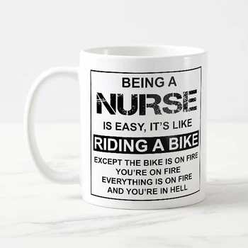 Amuzant Fiind O Asistentă medicală Este Ușor, e Ca Mersul pe Bicicleta Cana de Cafea Ceasca de Ceai Noutate Asistente Cadou de Absolvire pentru Infirmiera Asistent Gluma