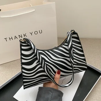 Moda Zebra Print Femei Geantă de mână de Lux din Piele PU Simplu Axilei Saci de Umăr de sex Feminin de zi cu Zi Design Totes Pungă Pungă