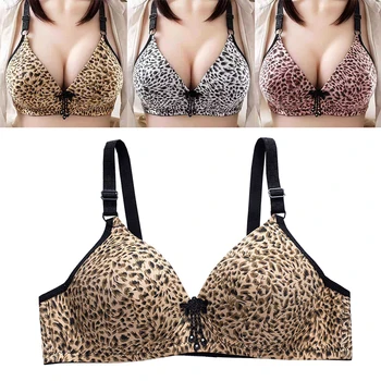 Sexy Adânc V Fixare Sutiene Pentru Femei Push-Up Moale Fără Sudură Leopard De Imprimare De Moda Lenjerie De Corp Reglabil De Sex Feminin Bralette De Calitate