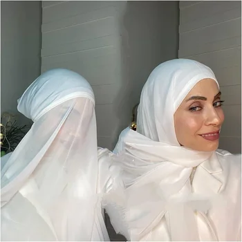 Bubble Sifon Hijab Cu Sub Eșarfă Capota Femeile Musulmane Instand Șal Islamic Turban Eșarfă Cu Capac Interior Gata Să Poarte