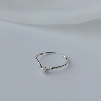 Placat cu argint Simplu Pearl Inel de Design de Moda Noua Bine Degetul Arătător Ring de Femei din coreea de Deget Accesorii Petrecere Bijuterii