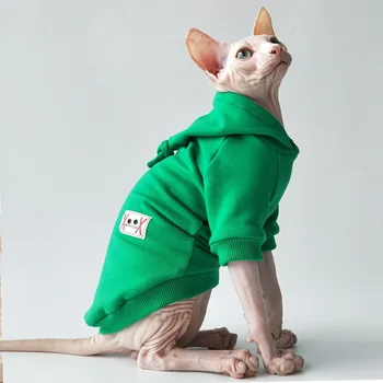 Catifea de bumbac Îmbrăcăminte de Companie cald Pisoi Tinutele de Toamna-Iarna Sfinxul Devon Rex Haine pentru Pisica Sphynx Hanorac Pisica fara par Haine