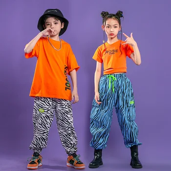 Baieti Hip Hop Tricou Fete Crop Top Street Dance Copii Stripe Jogger Pant Seturi De Îmbrăcăminte Copil Sportwear Teen Jazz Costum Costum