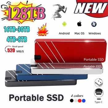 Portable SSD de Mare Viteza 500GB 4TB 8TB 16TB 30TB 128TB Extern Solid state Drive Original USB3.1 Tip-C Hard Disk pentru Laptop-uri