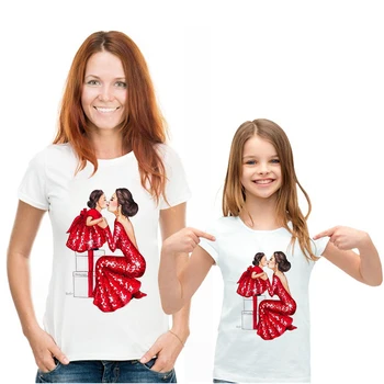 Mama Copii la Sân Haine Mama și Fiica Egale Pijamale Familii Fiul Haine de Potrivire T-Shirt Super Mama Casual Kawaii Moda