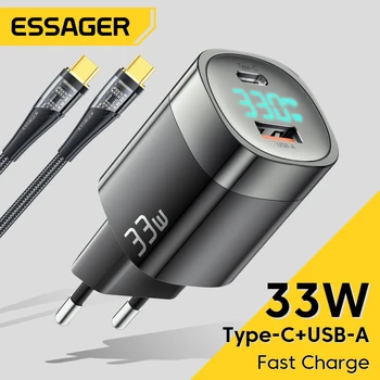 Essager 33W GaN C USB Încărcător Display Digital PD Rapid de Încărcare Pentru iPhone 13 12 Pro Pentru Xiaomi Poco Samsung Încărcător de Telefon Mobil