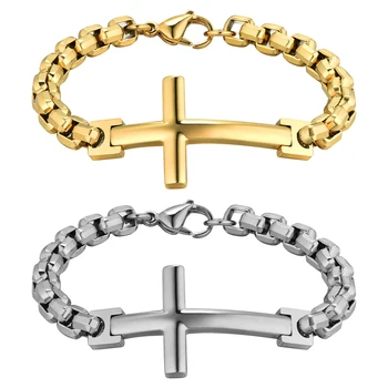 BONISKISS Creative Cross Design Clasic din Oțel Inoxidabil Bărbați Brățară de Aur de Argint de Culoare Frumos pentru Bărbați Cadouri de Craciun Bijuterii