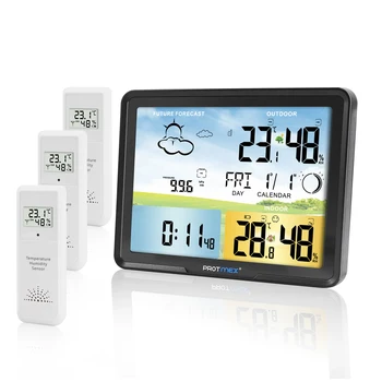Protmex 20C Stație Meteo Digitală Prognoza Higrometru de Temperatură și Umiditate Cu 3 Senzori Wireless de Interior, în aer liber Monitor 7.5