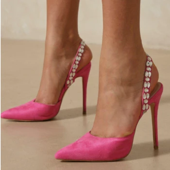 Diamante curea Înapoi Sexy Pompe de Pantofi pentru Femei Stiletto Petrecere Sandale de Vară Subțire Pantofi cu Toc Marimea 43