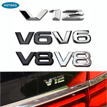 1buc 3D Metal V12 V8, V6 Masina Lateral Aripa Spate, Portbagaj Emblema, Insigna Autocolant