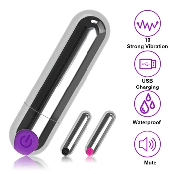 IKOKY Puternic de Putere 10 Viteza Mini Glont Vibrator rezistent la apa Sfarcurile G-spot Masaj USB Reîncărcabilă Jucarii Sexuale Pentru Femei