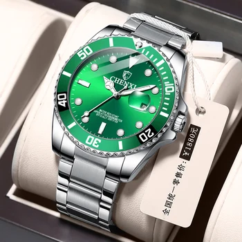 CHENXI Brand de Top Luxury Mens Ceasuri Diver Watch Dial Verde Luminos Impermeabil Cuarț Bărbați Ceas de mână Ceas de sex Masculin Montre Homme