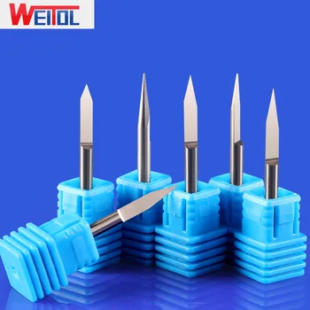 WeiTol 3.175 mm 10buc/lot V forma gravură biți PCB router biți carbură de unelte de frezat acrilic gravat biți