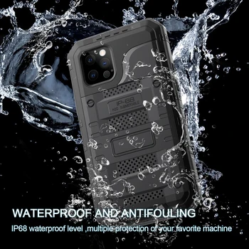 armura caz impermeabil Pentru Apple iPhone 12 Pro Max caz capacul din Metal Coque Fundas antișoc Pentru iphone12 Mini caz telefon de lux