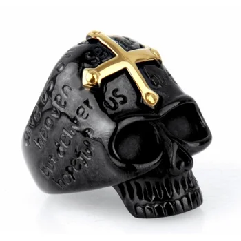 Moda Barbati Inel de Craniu Tendință Stilul Punk Cruce Neagră Gotic Demon Rune Inel Barbati Boutique de Bijuterii