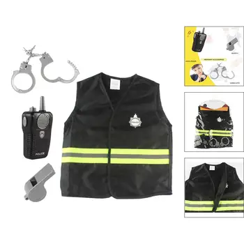 Copii De Poliție Costum Baton Interfon Cătușe De Imbracat Polițist Băieți Jucărie