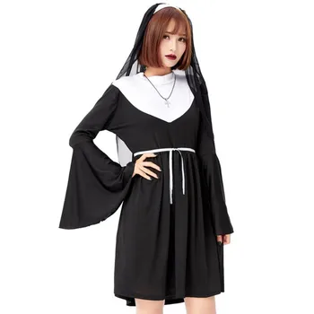 Femei Sexy Religioase Sora Obicei Prost Călugăriță Costum Cosplay Uniformă pentru Adulți de sex Feminin Petrecere de Halloween Rochie Fancy