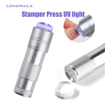 1 buc LongNails Silicon UV Timbru Mini Lampa 12leds Mâner Portabil Apăsați fotopolimerizare Lanterna Stampila unghii cu Gel Unghii Uscător de LD014