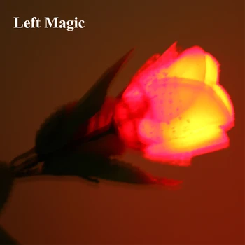 1 Set Flash Light Rose Includ Deget de Lumină Flori de Matase Truc de Magie, Iluzie Cadou de Ziua Îndrăgostiților Recuzită Magie pentru Copii Jucarii G8154