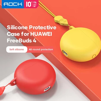 Pentru Huawei FreeBuds 4 Caz Rock Shookproof Silicon Moale Cască Airbag Acopera Cu Anti-a pierdut șnur pentru FreeBuds 4