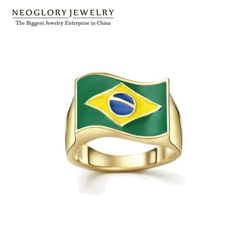 NeogloryLight Aur Galben de Culoare Joc de Fotbal 5 Națiunilor Pavilion în Brazilia Sportiv Inele Pentru Femei, Bărbați Bijuterii de Moda 2020 Fierbinte