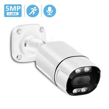 5MP 48V Camera POE IP de Exterior AI Omului Detecta Audio 3MP HD 1080P de Securitate CCTV aparat de Fotografiat Xmeye P2P RTSP SD cu Fir Infraroșu aparat de Fotografiat IP