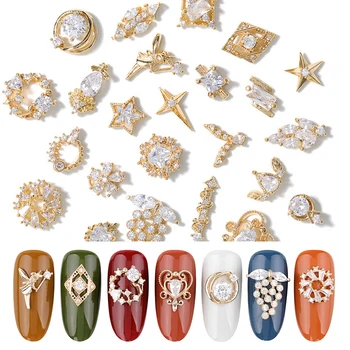 2piese 3D metal Placat cu Unghii bijuterii japoneze decoratiuni de unghii de calitate top zircon cristal manichiura zircon diamant farmece